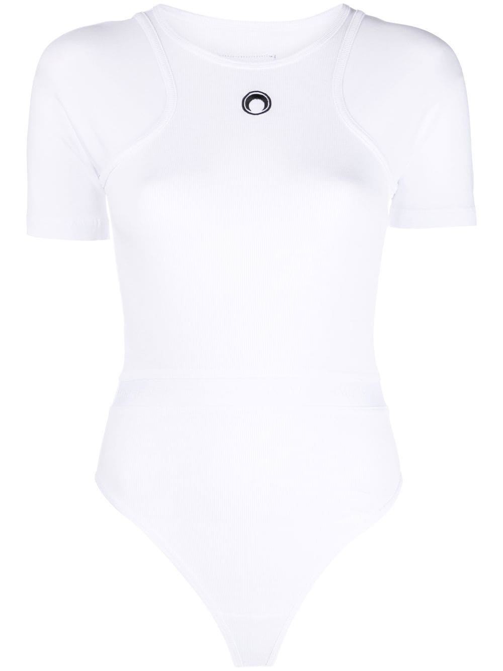 Marine Serre logo-print organic-cotton bodysuit - White von Marine Serre