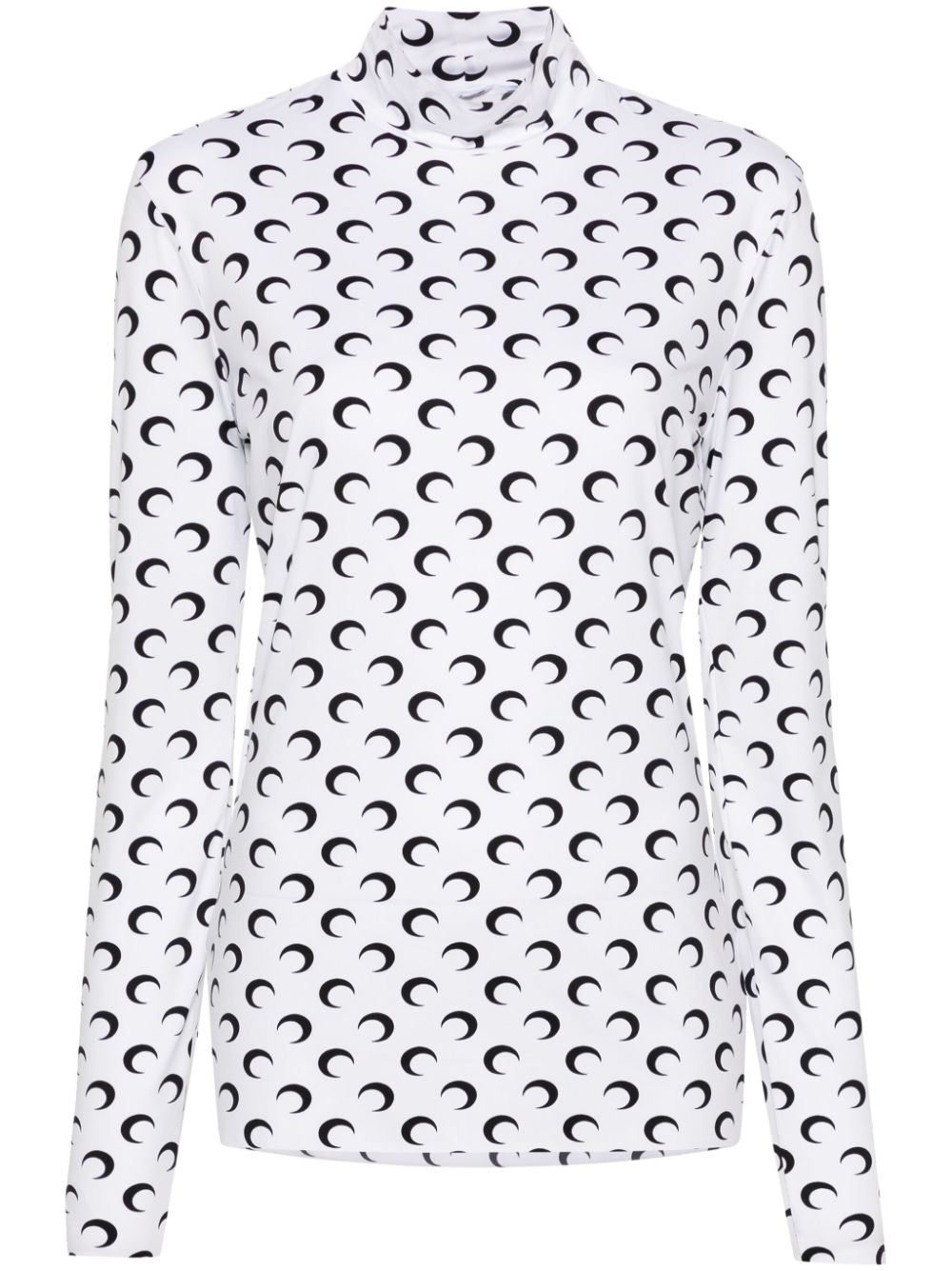 Marine Serre moon-print mock-neck T-shirt - White von Marine Serre