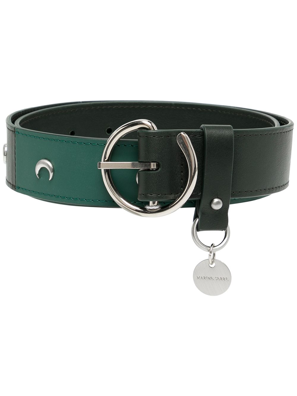 Marine Serre moon-studded leather belt - Green von Marine Serre