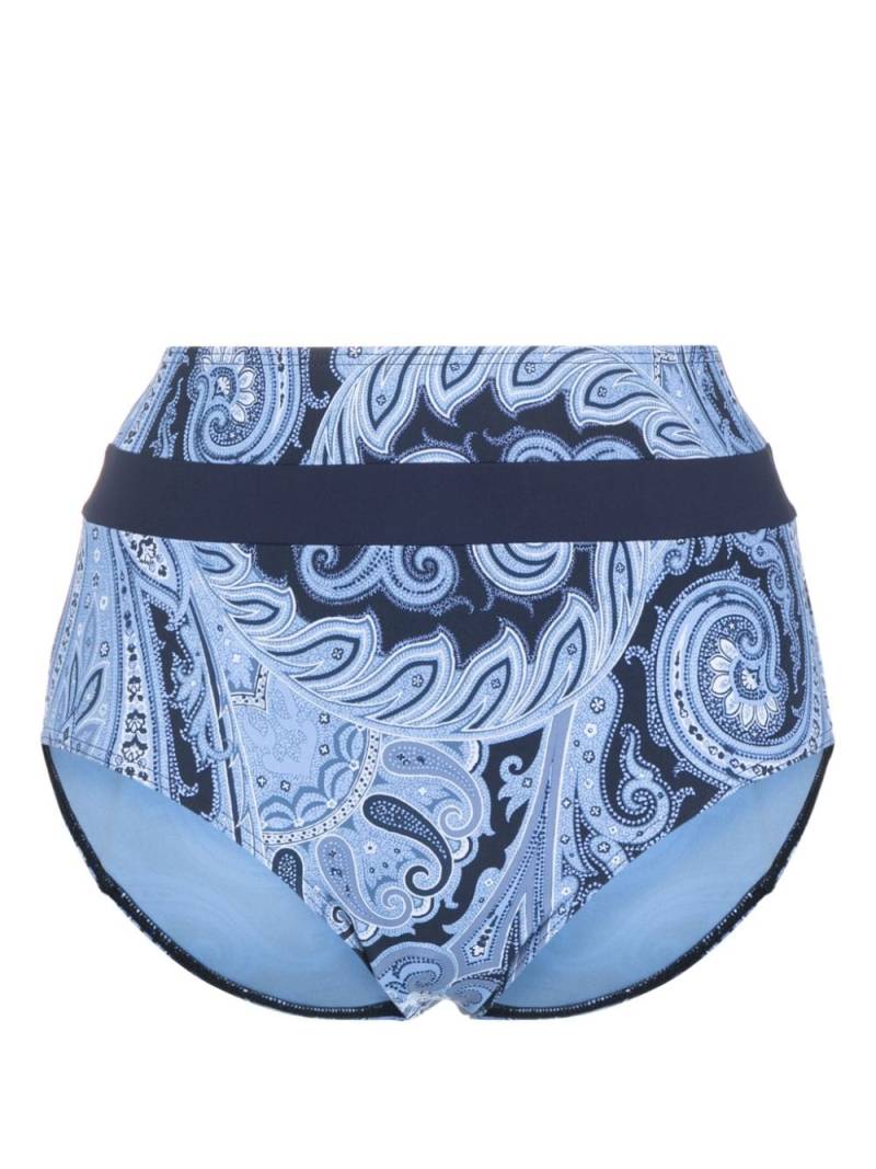 Marlies Dekkers Cache Coeur paisley- print high-waisted bikini bottoms - Blue von Marlies Dekkers