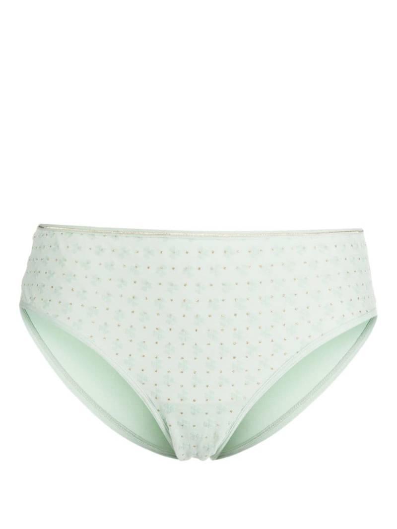 Marlies Dekkers Lucky Clover patterned-jacquard mesh thong - Green von Marlies Dekkers