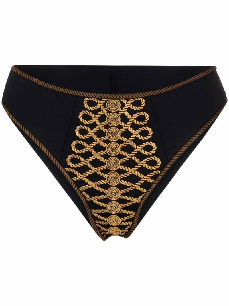 Marlies Dekkers embroidered high-rise bottoms - Black von Marlies Dekkers