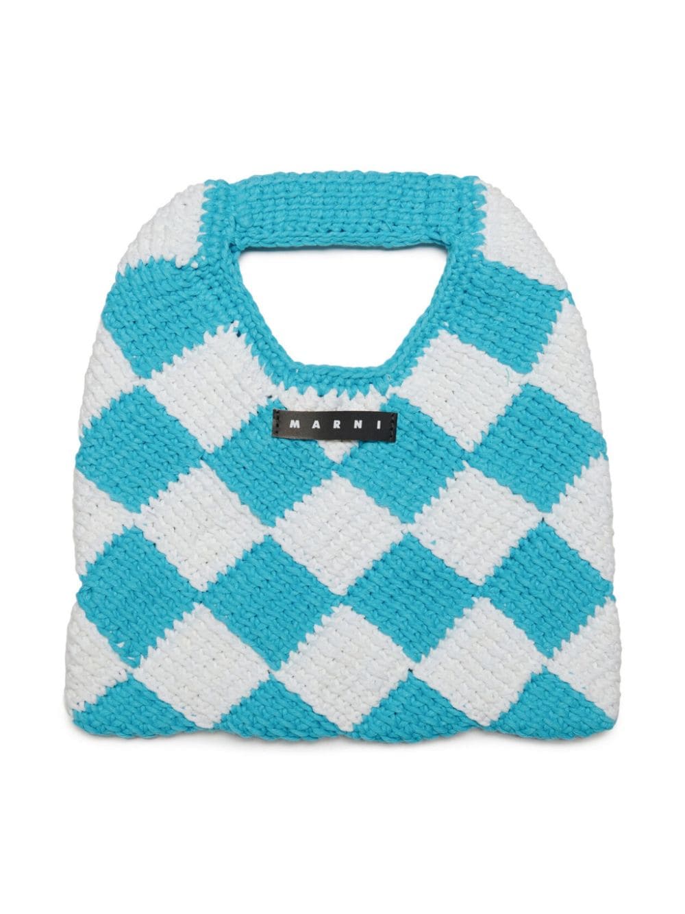 Marni Kids Diamond checked crochet bag - Blue von Marni Kids