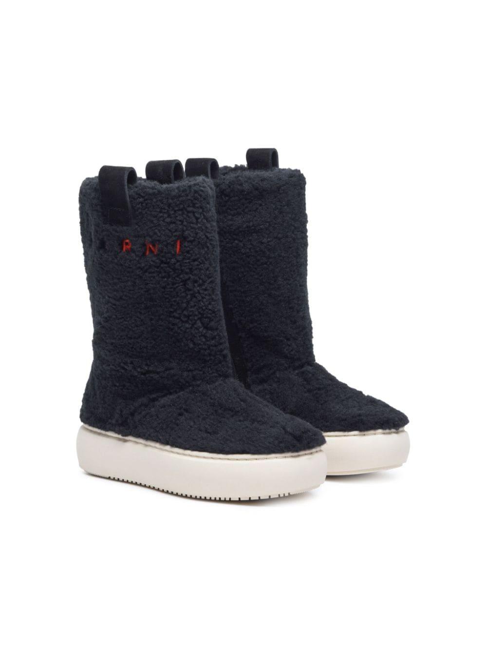 Marni Kids logo-embroidered faux-shearling boots - Black von Marni Kids