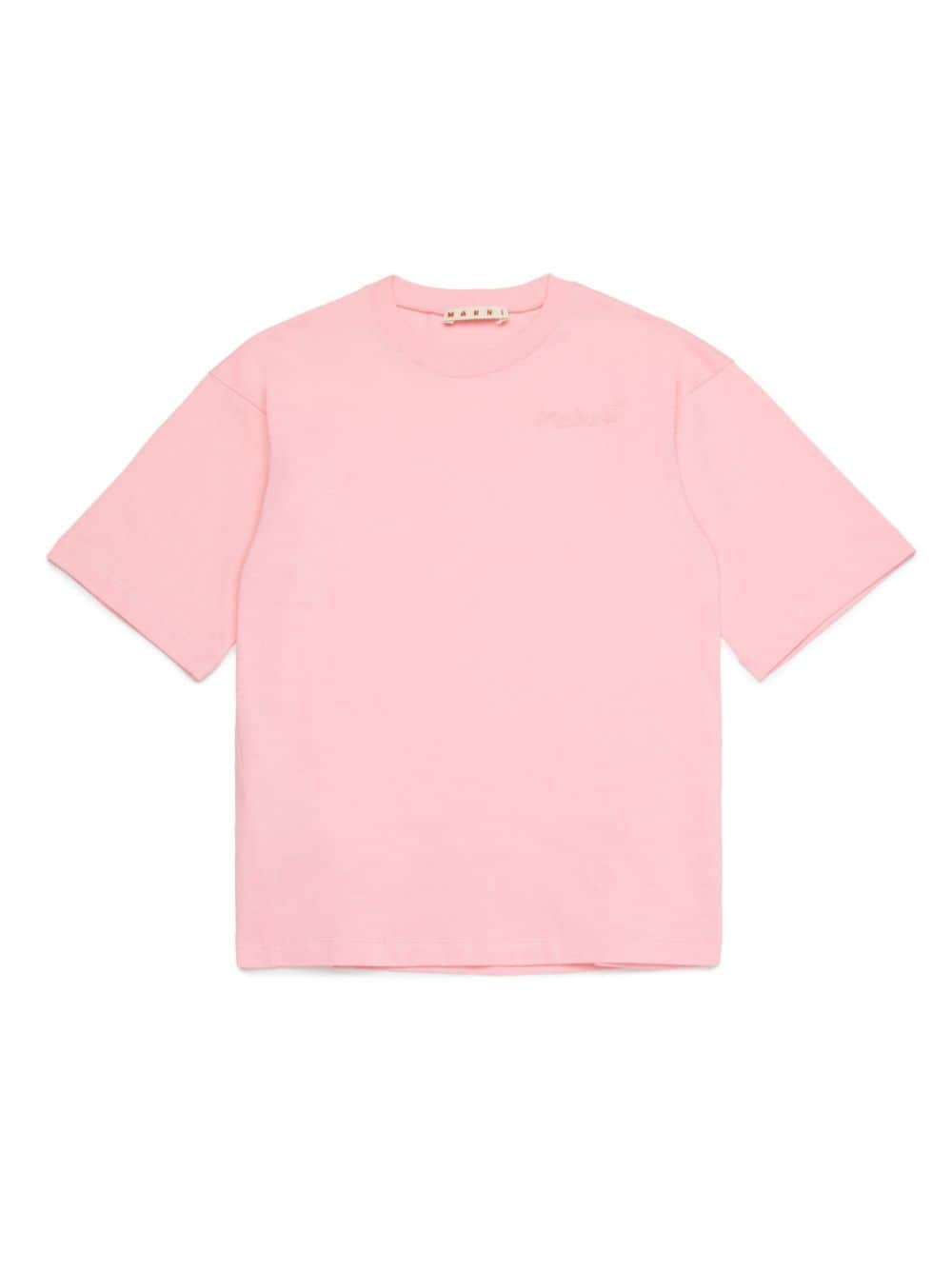 Marni Kids embroidered chain-logo cotton T-shirt - Pink von Marni Kids