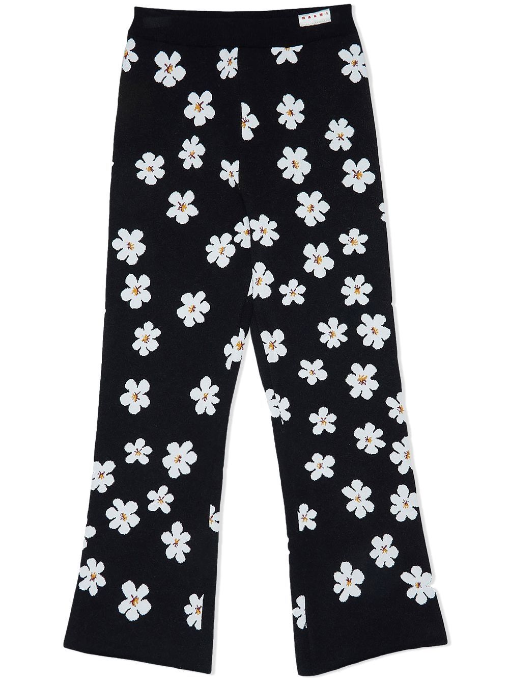 Marni Kids floral-intarsia knit trousers - Black von Marni Kids