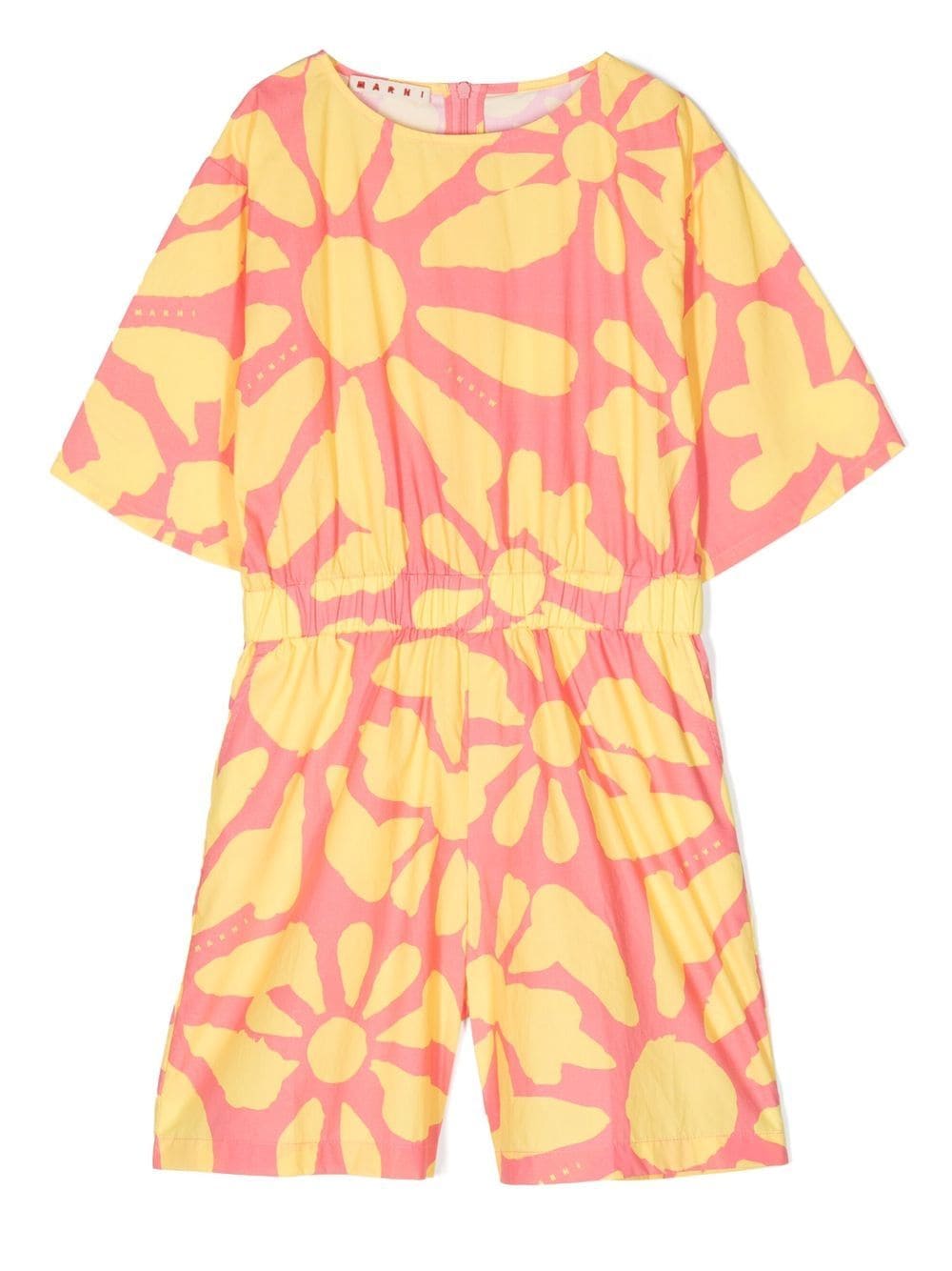 Marni Kids floral-print cotton playsuit - Yellow von Marni Kids