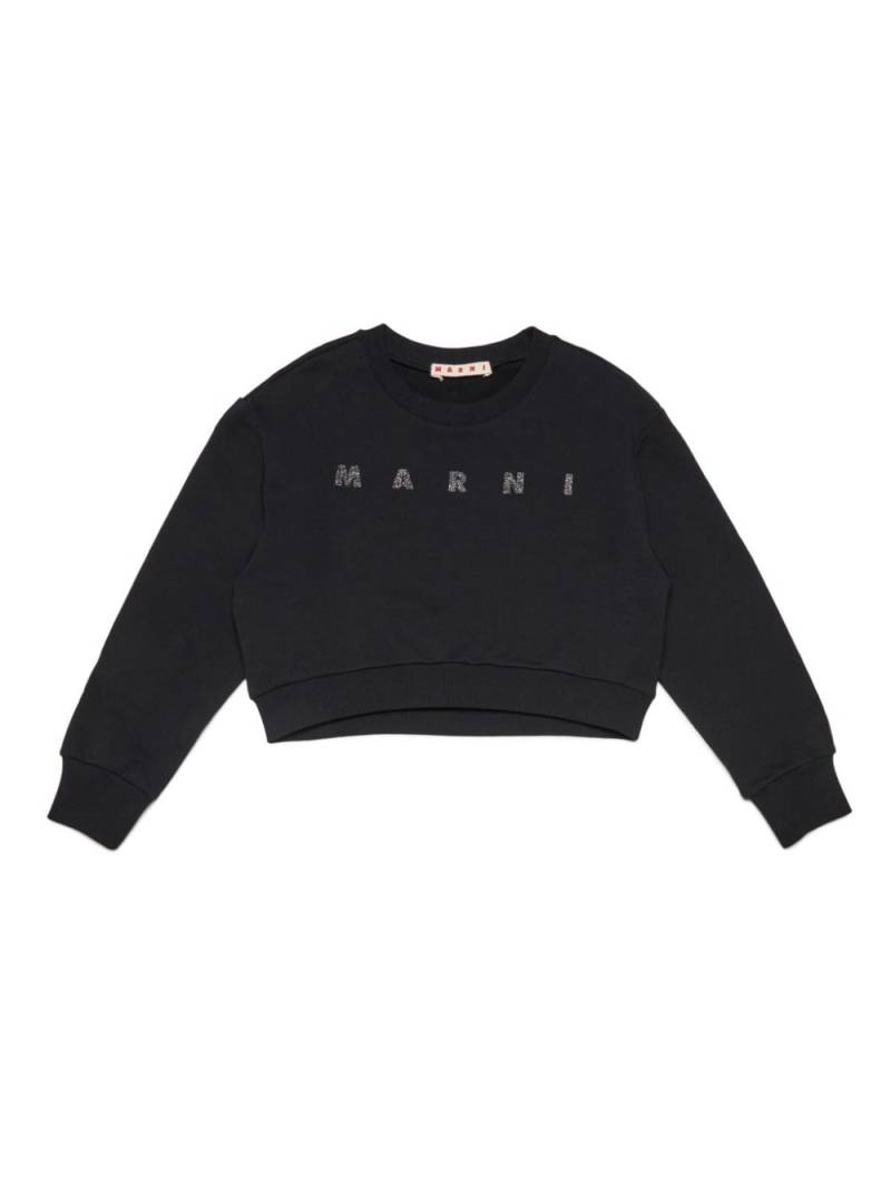 Marni Kids glittered-logo cotton sweatshirt - Black von Marni Kids