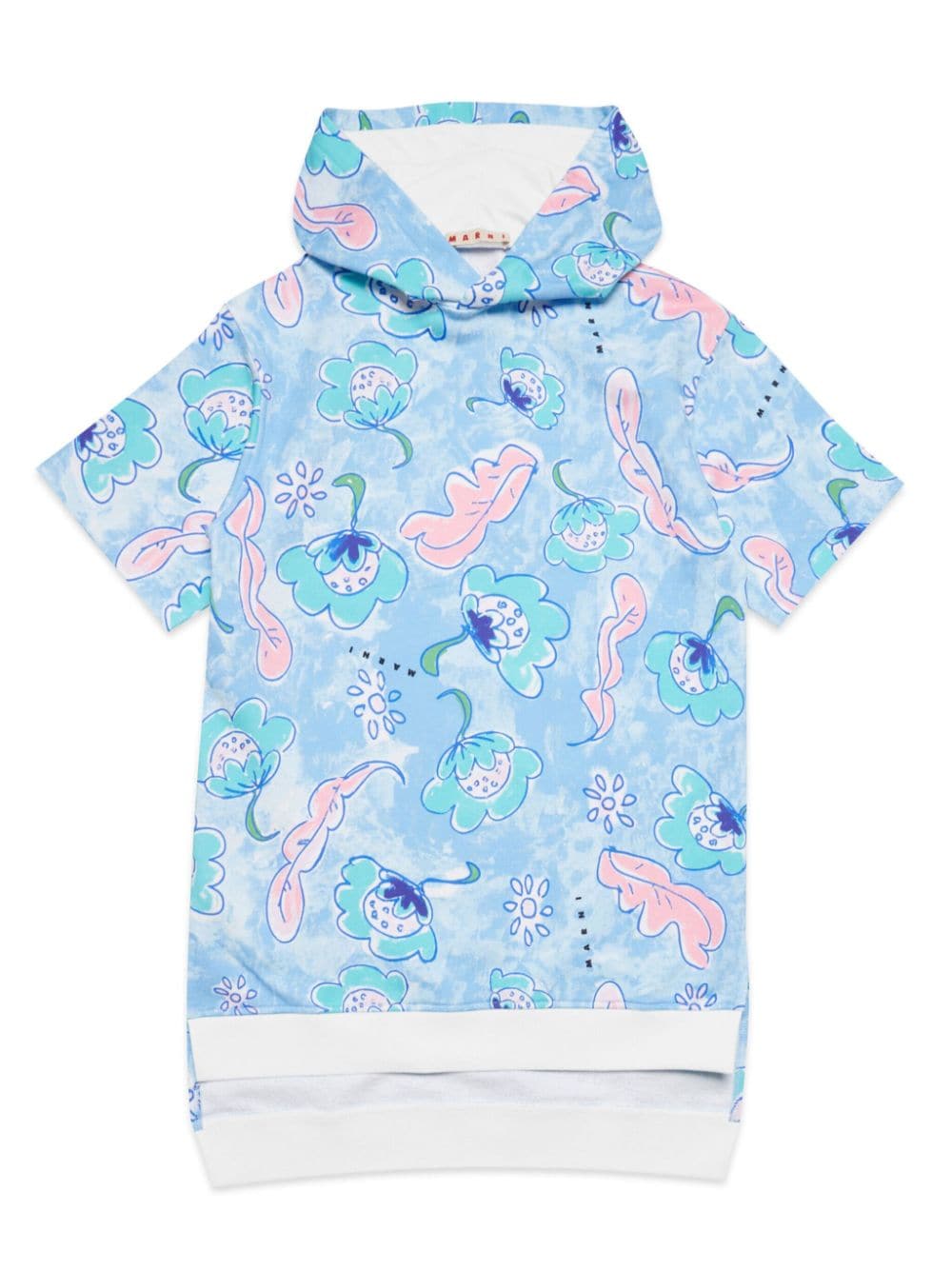 Marni Kids graphic-print hooded dress - Blue von Marni Kids