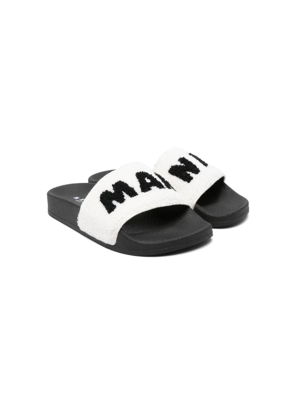 Marni Kids intarsia knit-logo slides - White von Marni Kids