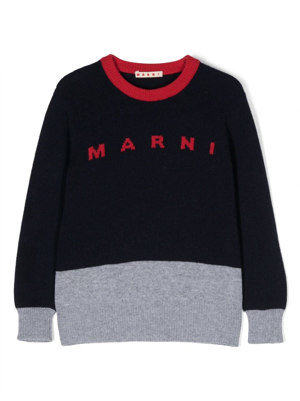 Marni Kids intarsia-logo panelled jumper - Blue von Marni Kids