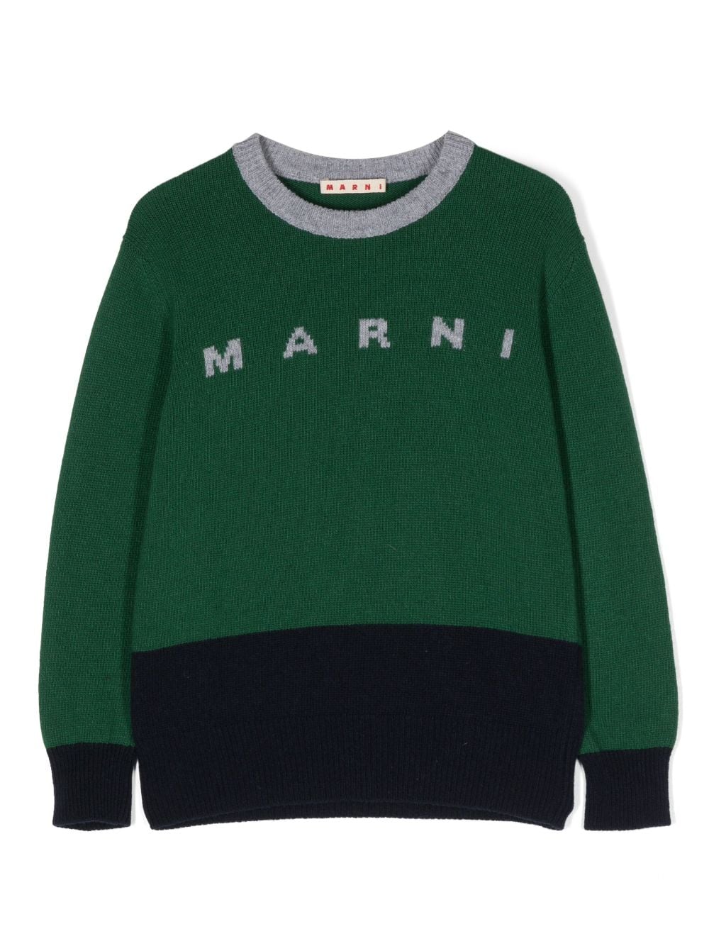 Marni Kids intarsia-knit logo jumper - Green von Marni Kids