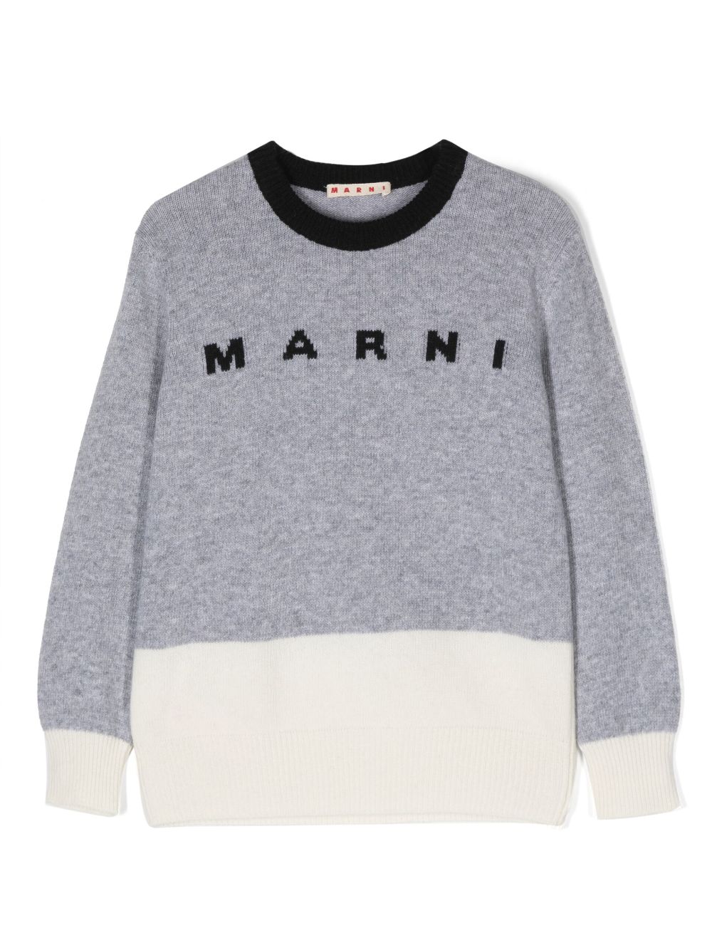 Marni Kids intarsia-logo panelled jumper - Grey von Marni Kids