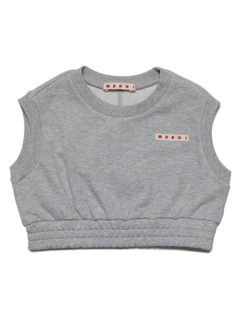 Marni Kids logo-appliqué cotton sleeveless sweatshirt - Grey von Marni Kids