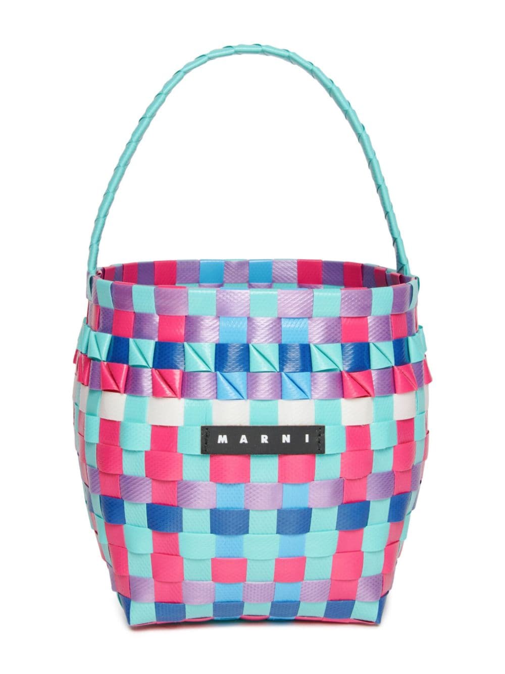 Marni Kids logo-appliqué interwoven bucket bag - Blue von Marni Kids