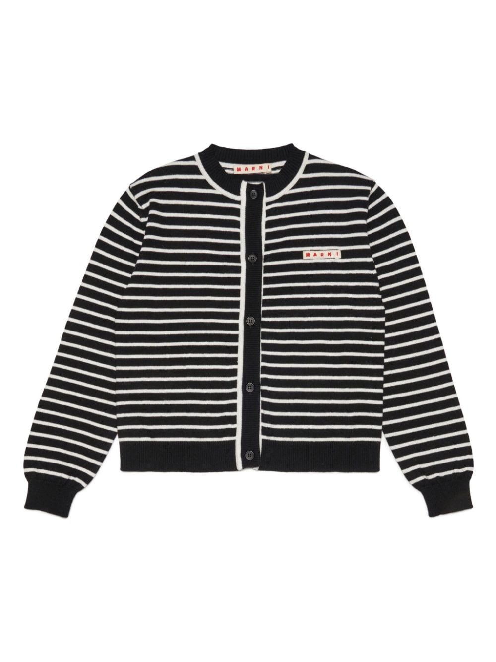 Marni Kids logo-appliqué striped cardigan - Black von Marni Kids