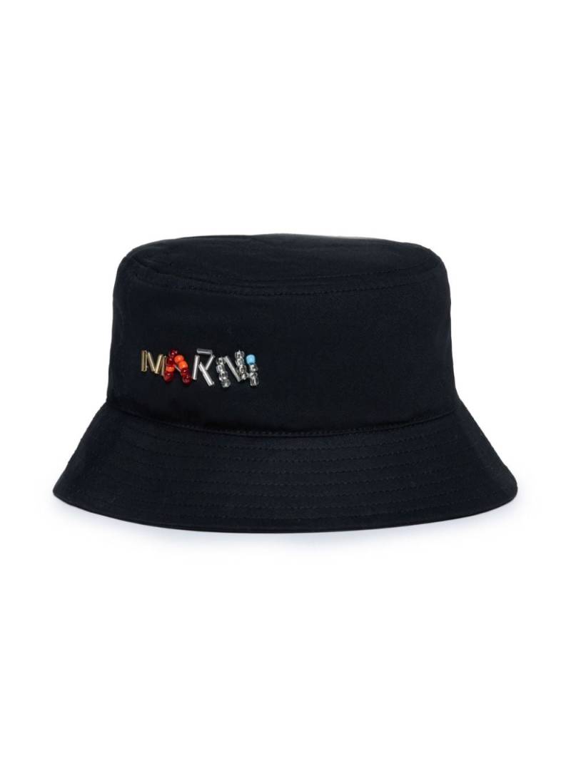 Marni Kids logo-embellished cotton bucket hat - Black von Marni Kids