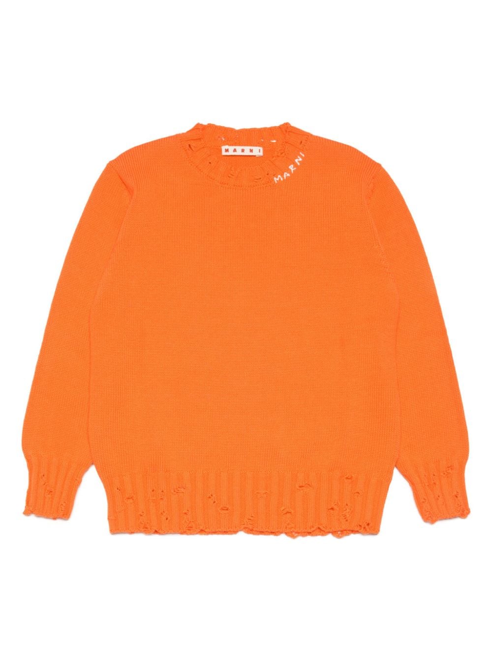 Marni Kids logo-embroidered cotton jumper - Orange von Marni Kids