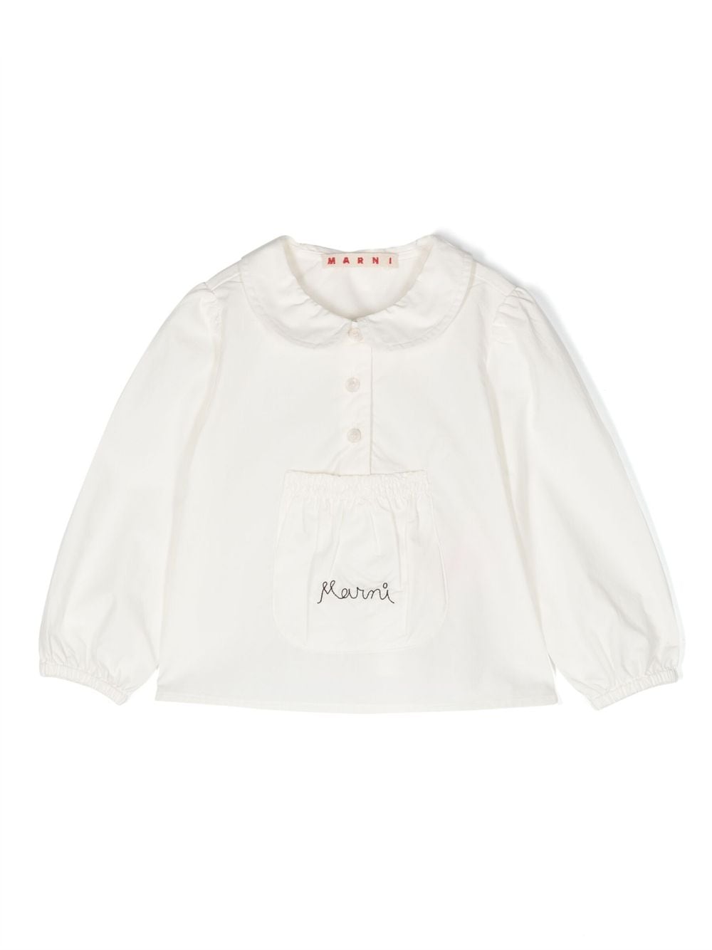 Marni Kids logo-embroidered cotton pullover top - White von Marni Kids