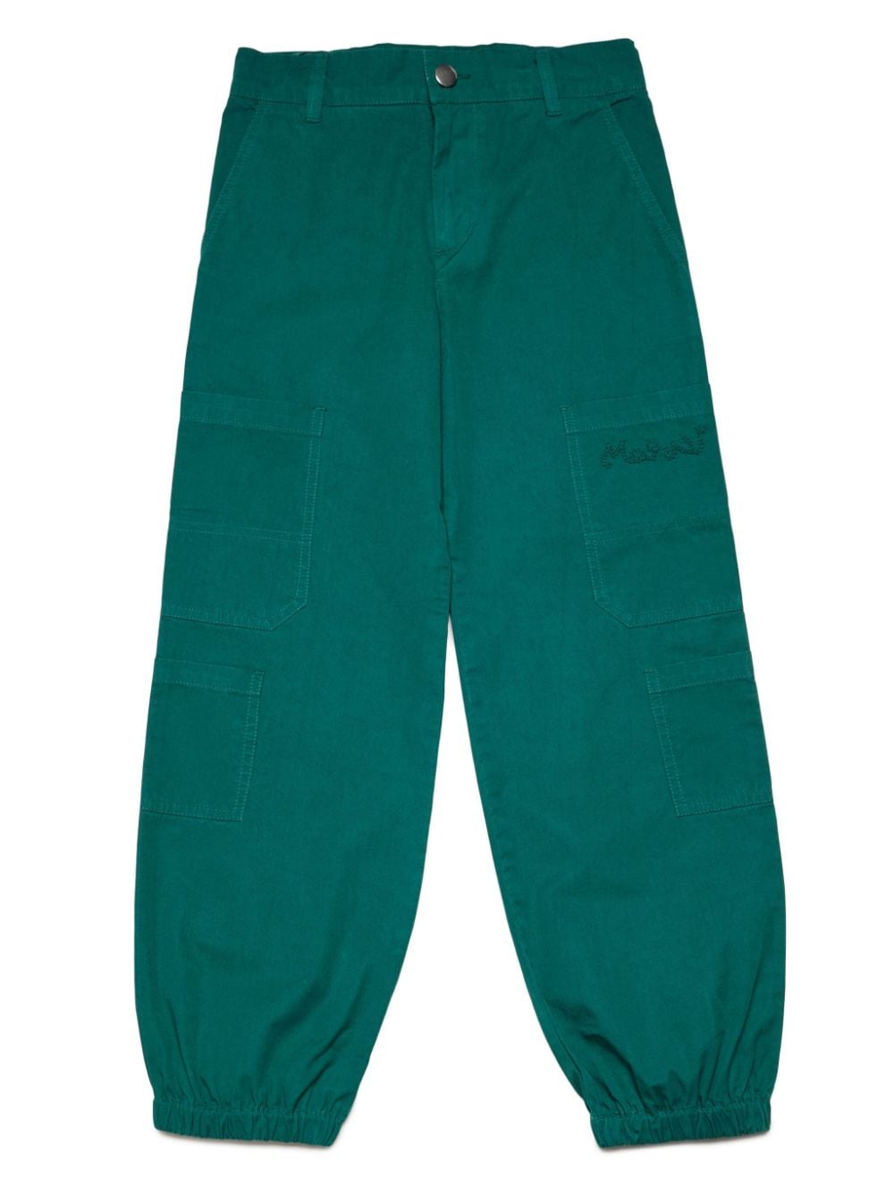 Marni Kids logo-embroidered cotton trousers - Green von Marni Kids