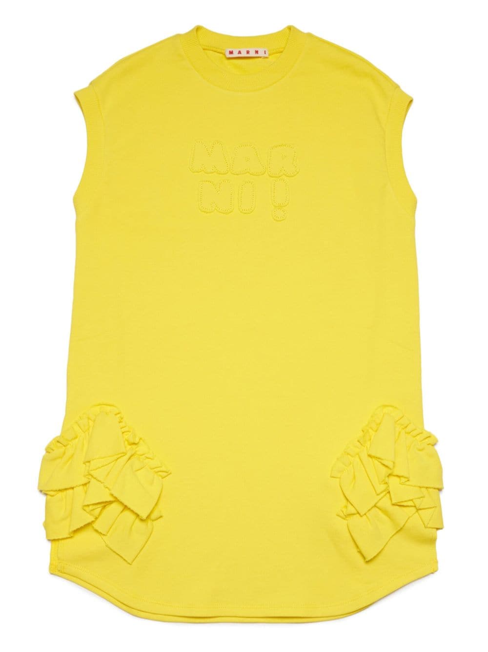 Marni Kids logo-embroidered ruffle-trim dress - Yellow von Marni Kids