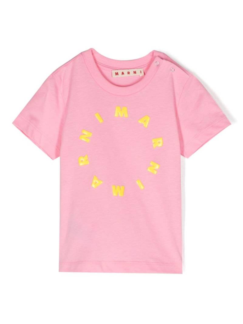 Marni Kids logo-flocked cotton T-shirt - Pink von Marni Kids