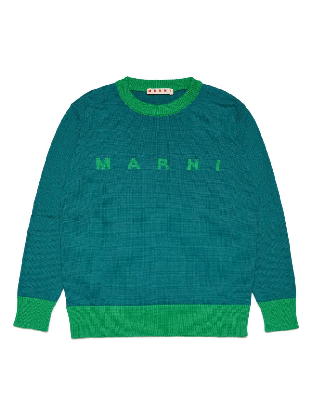 Marni Kids logo-intarsia cotton jumper - Green von Marni Kids