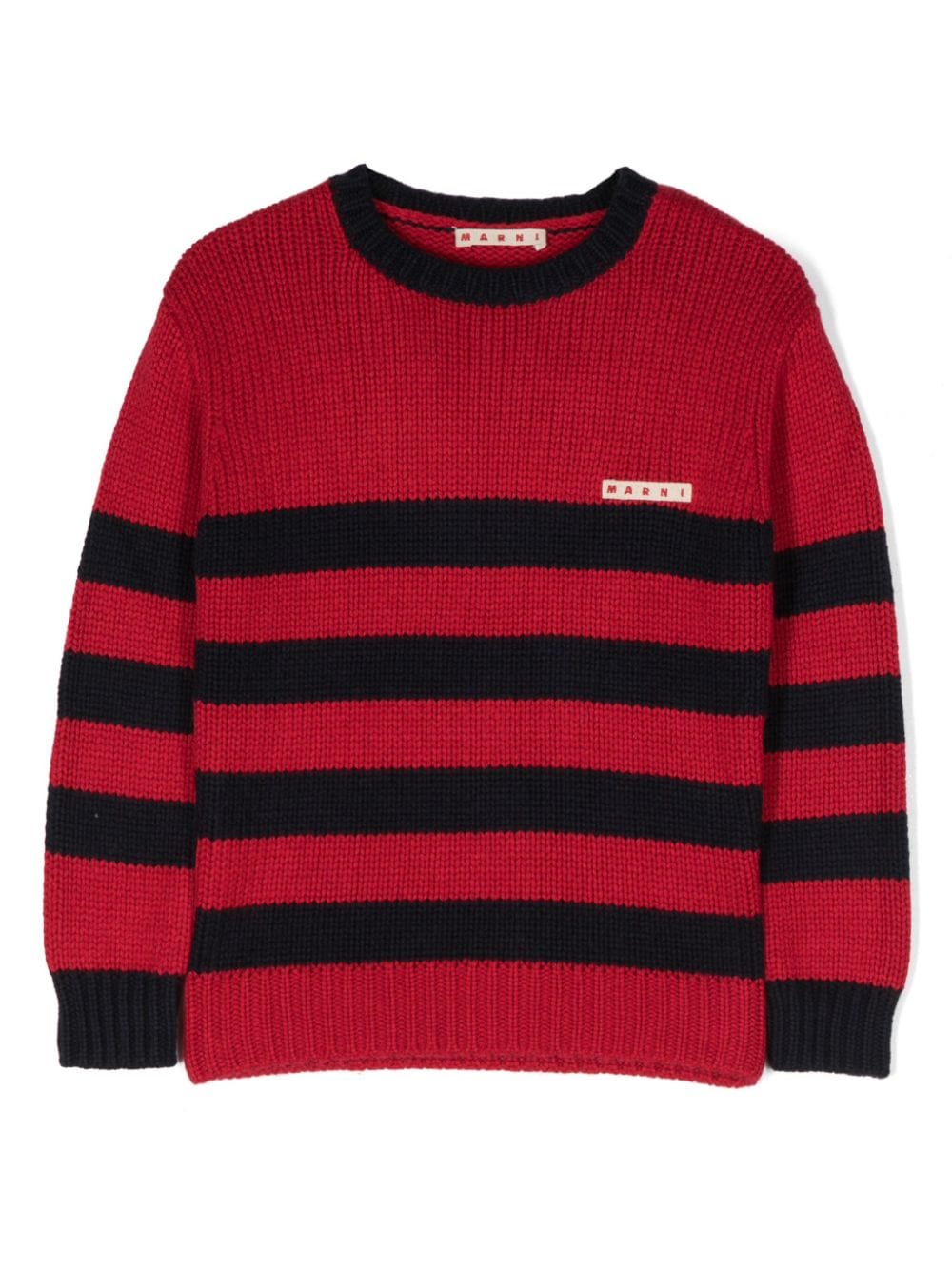 Marni Kids logo-patch striped jumper - Red von Marni Kids