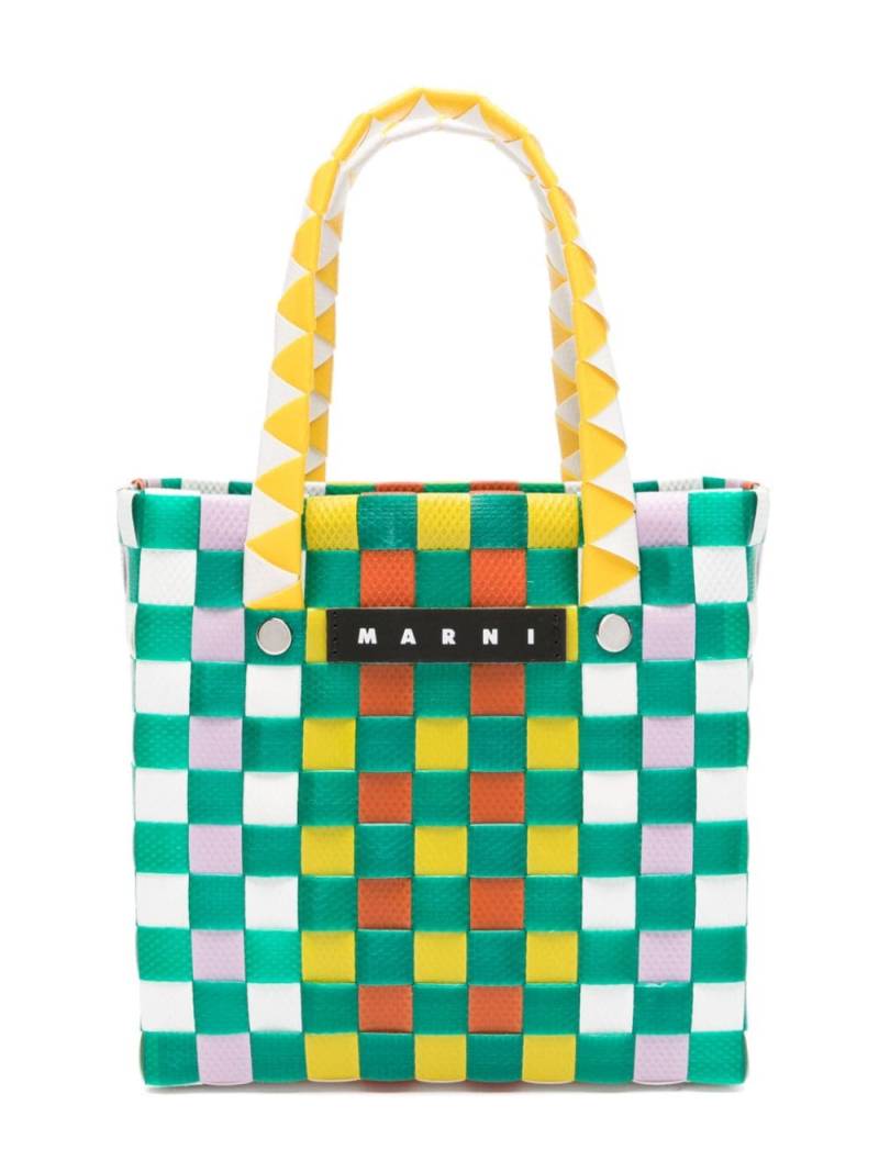 Marni Kids mini Market Criss-Cross woven basket bag - Green von Marni Kids