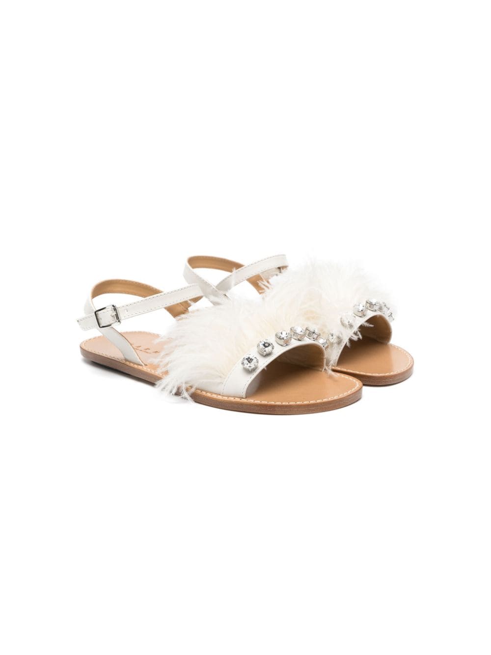 Marni Kids rhinestone-embellished leather sandals - White von Marni Kids