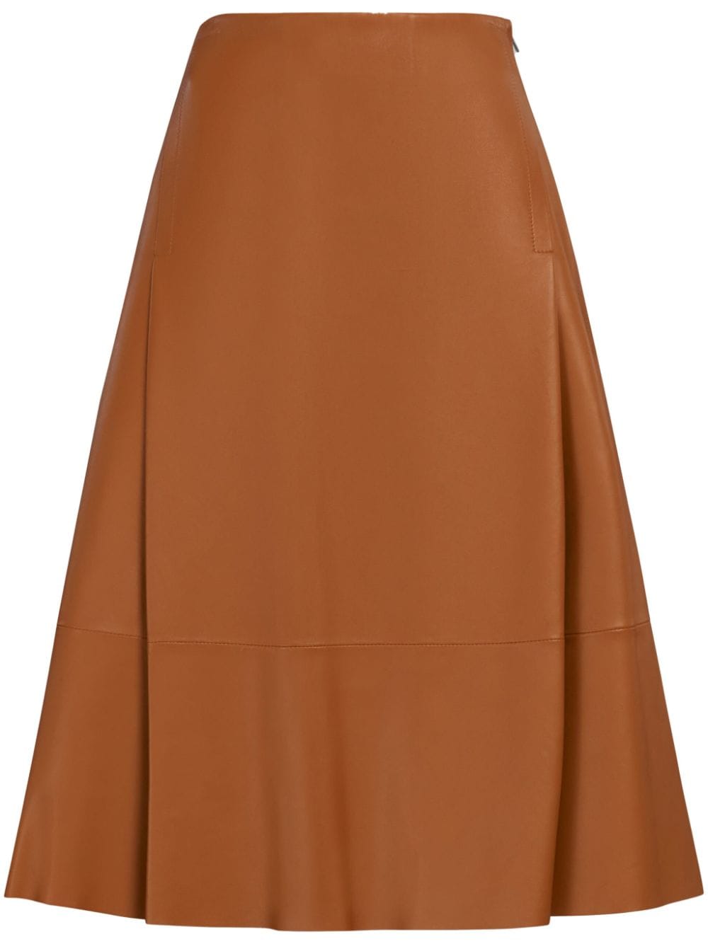 Marni A-line inverted-pleat leather skirt - Brown von Marni