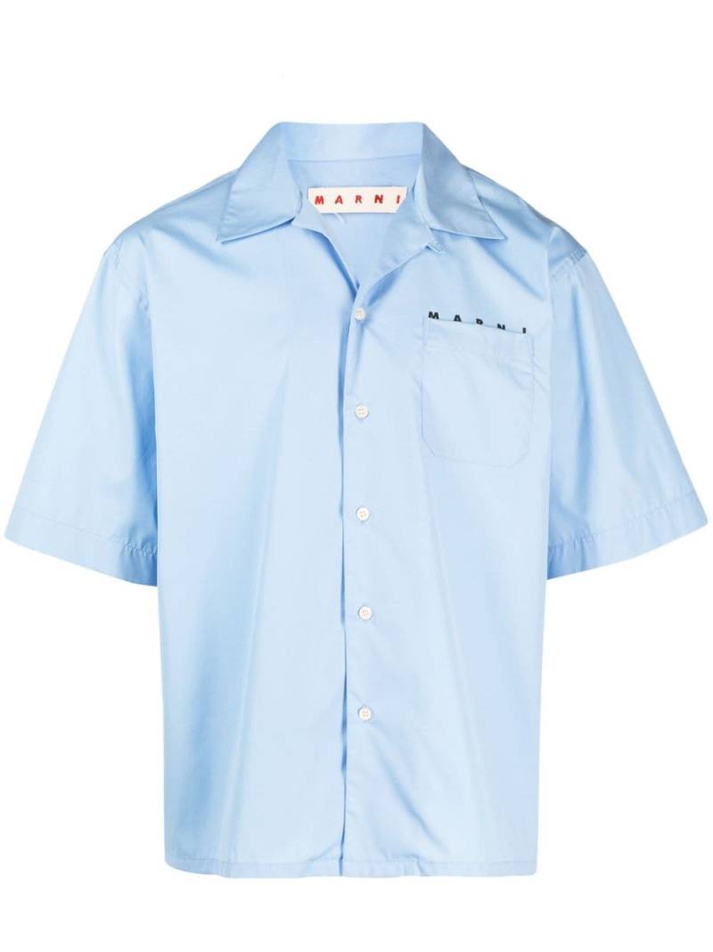 Marni Bowling logo-print cotton shirt - Blue von Marni