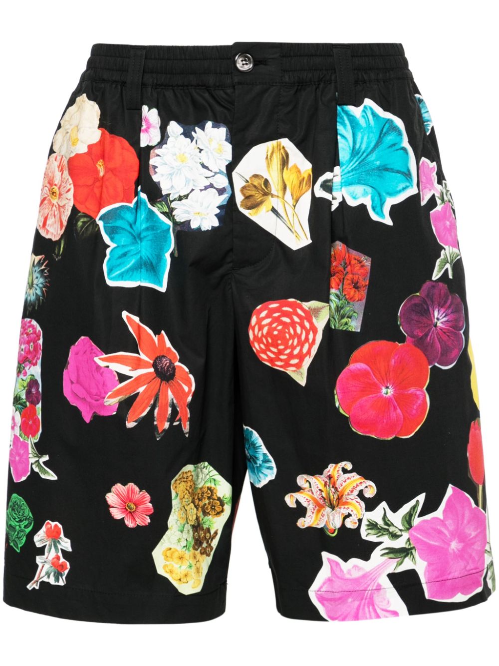 Marni Flowers Collage-print poplin shorts - Black von Marni