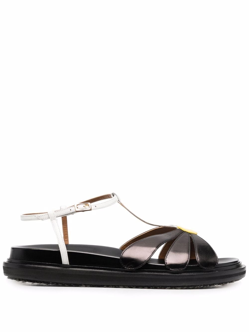 Marni Fussbett floral-appliqué flat sandals - Black von Marni