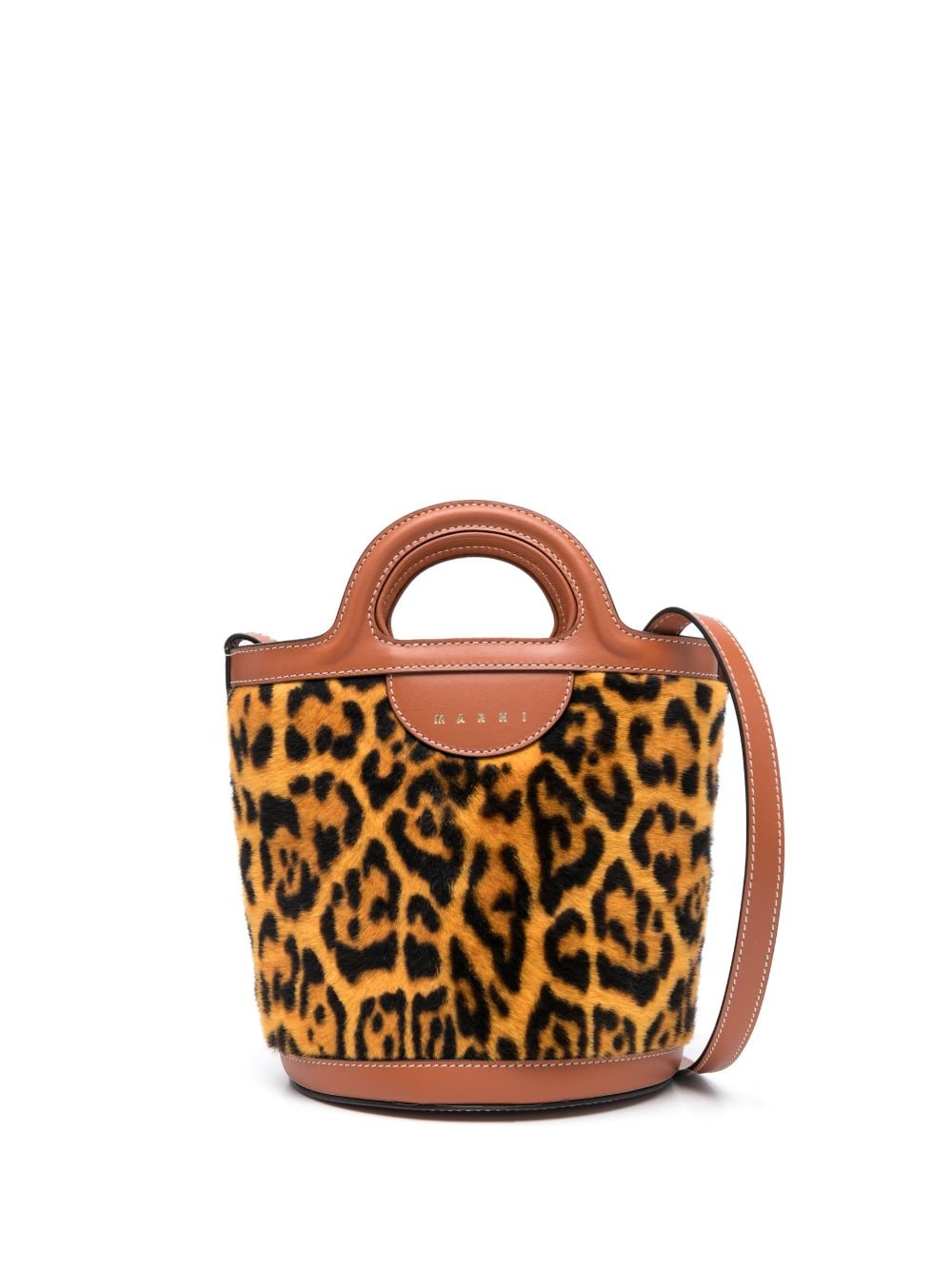 Marni mini Tropicalia leopard-print bucket bag - Brown von Marni