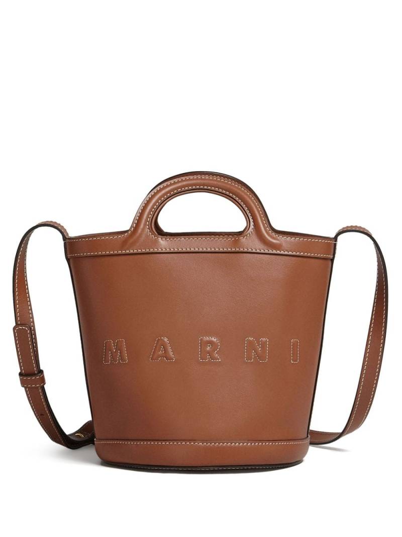 Marni Tropicalia leather bucket bag - Brown von Marni