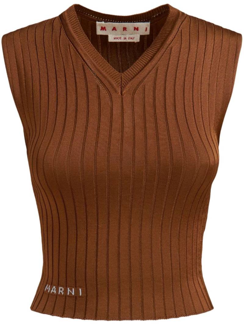 Marni V-neck knitted top - Brown von Marni