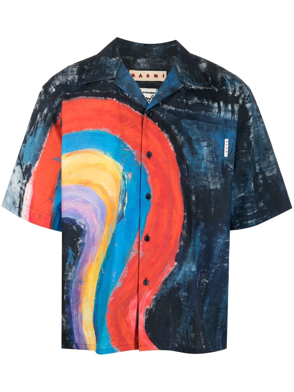 Marni abstract-print cotton shirt - Blue von Marni