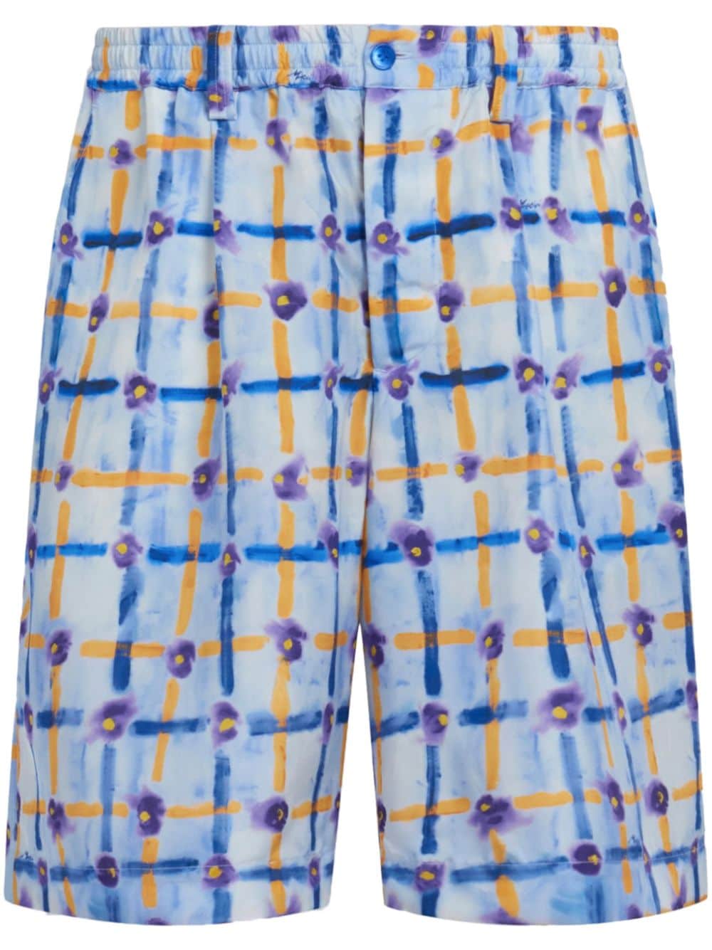 Marni abstract-print silk Bermuda shorts - Blue von Marni
