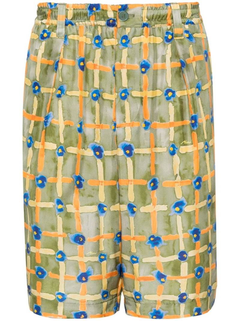 Marni abstract-print silk Bermuda shorts - Green von Marni