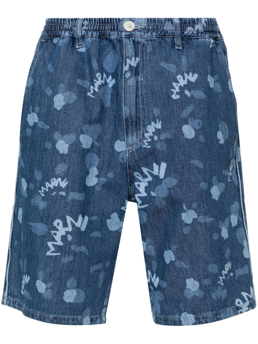 Marni all-over logo-print denim shorts - Blue von Marni