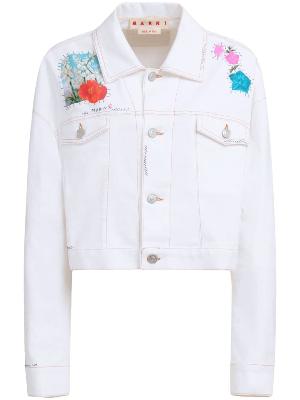 Marni appliqué-detail logo-embroidered jacket - White von Marni