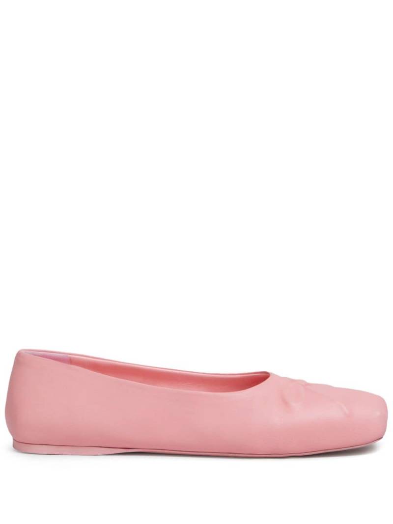 Marni bow leather ballerina shoes - Pink von Marni