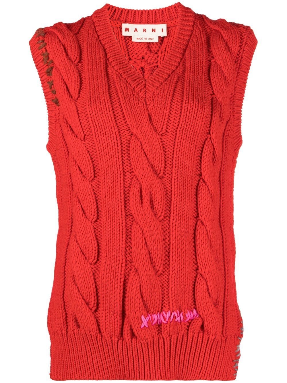 Marni cable-knit asymmetric vest - Red von Marni