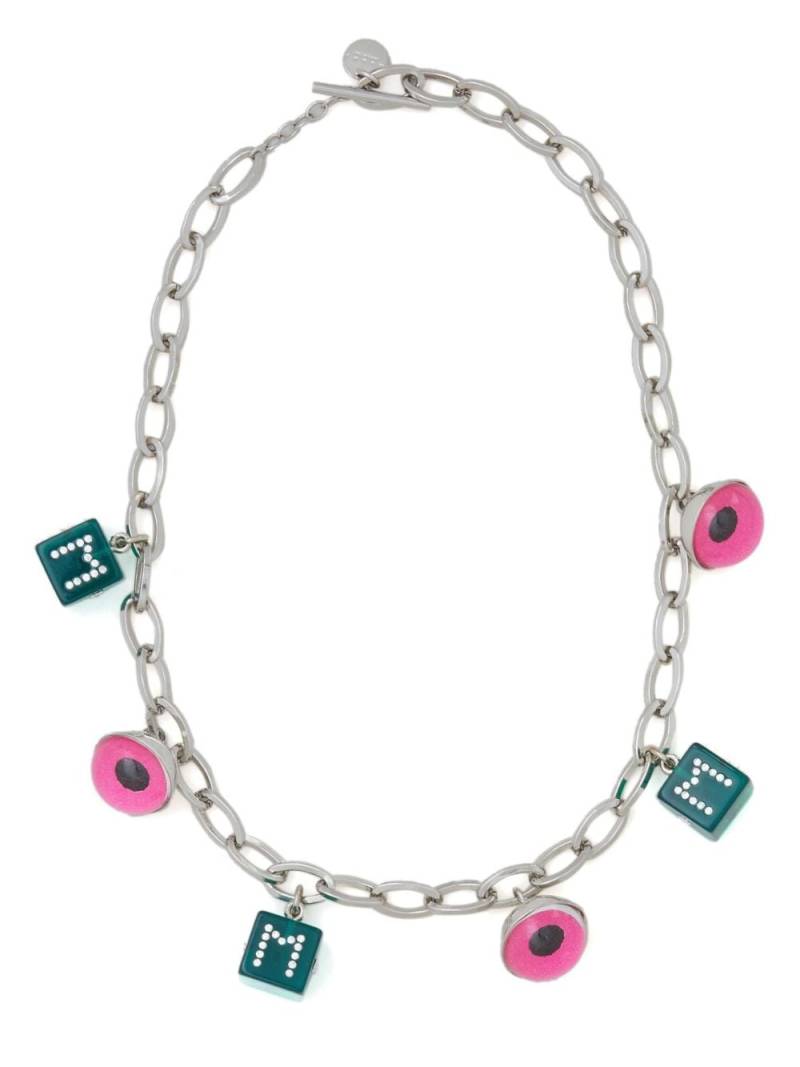 Marni dice-motif charm necklace - Blue von Marni