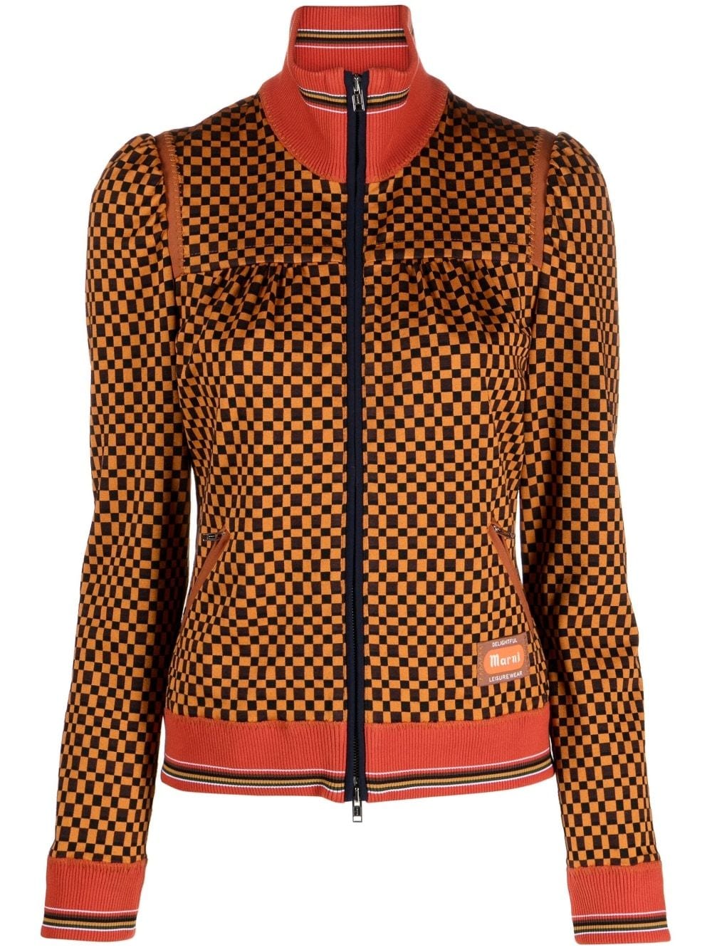 Marni check zipped track jacket - Orange von Marni