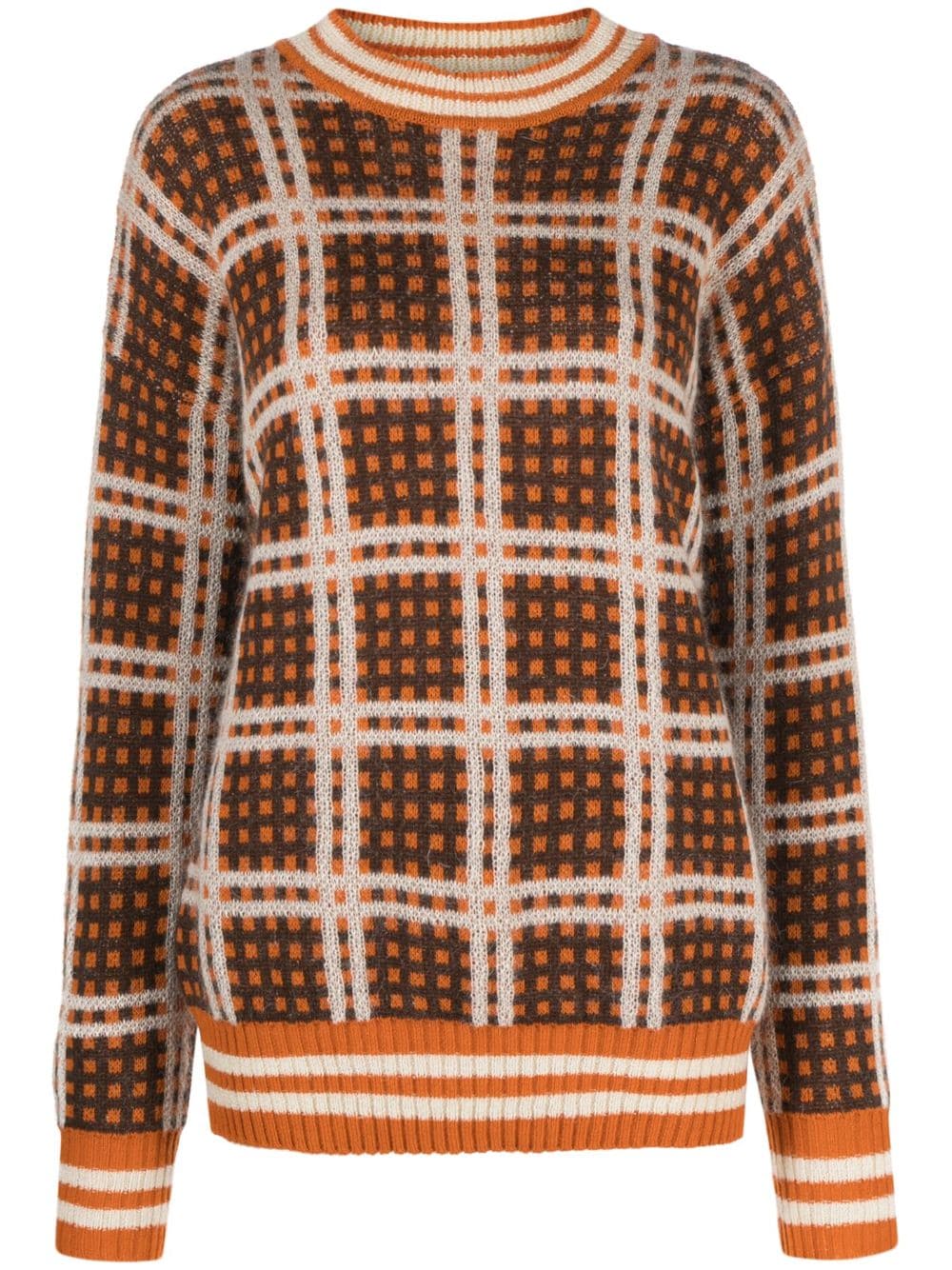 Marni checked crew neck jumper - Orange von Marni