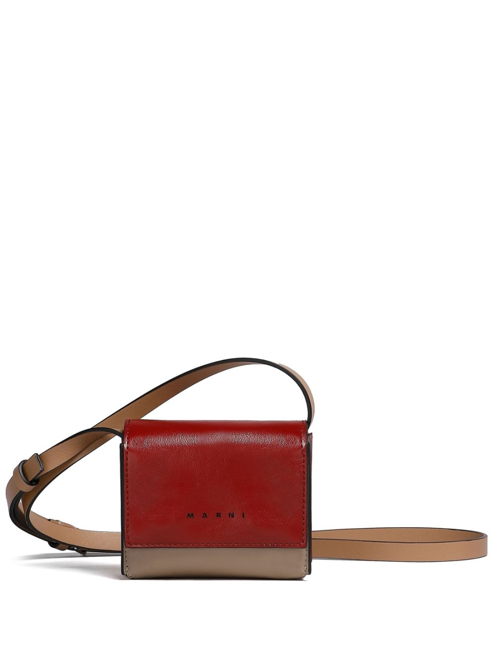 Marni colour-block leather crossbody bag - Neutrals von Marni