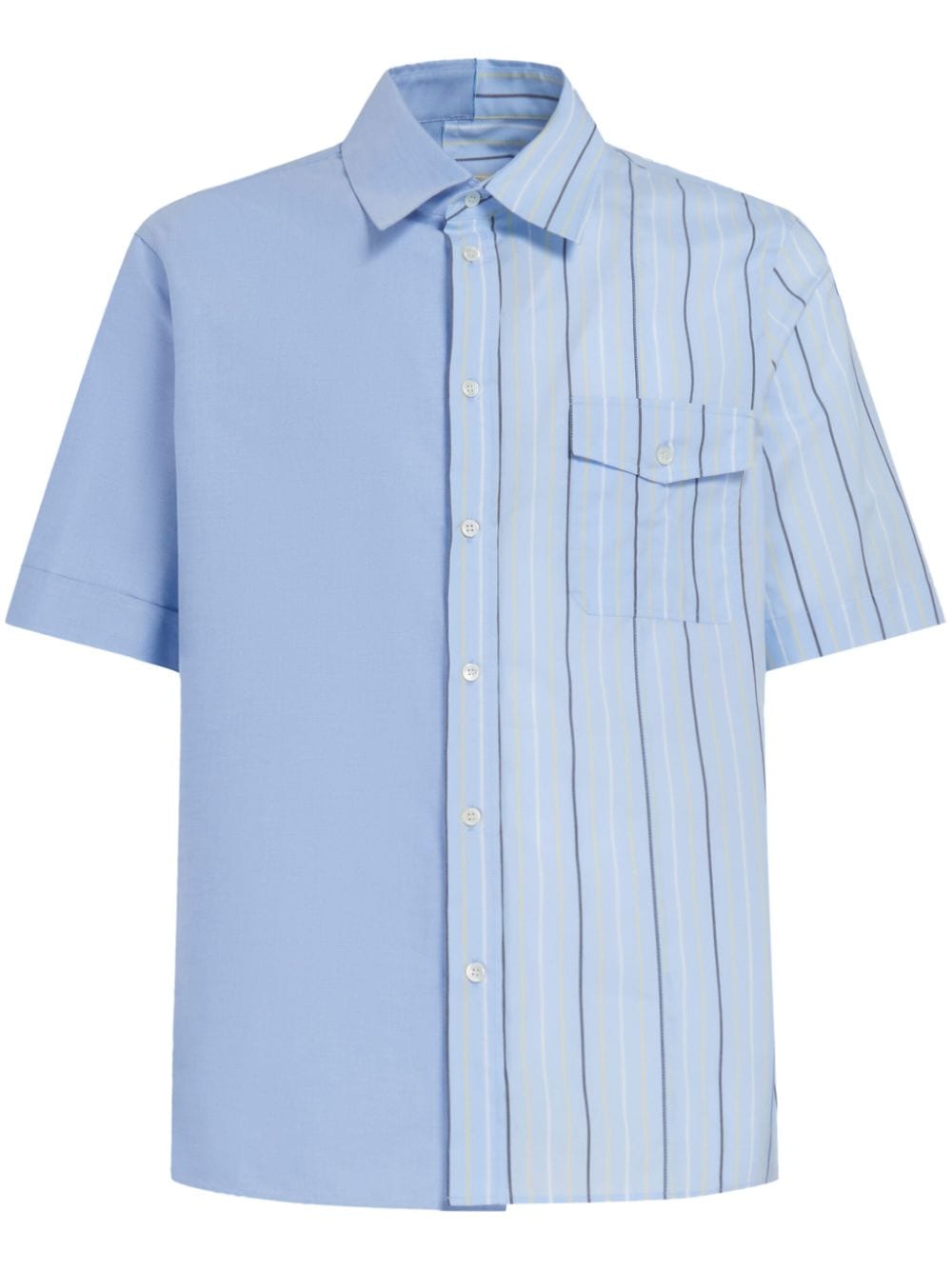 Marni colour-block striped cotton shirt - Blue von Marni