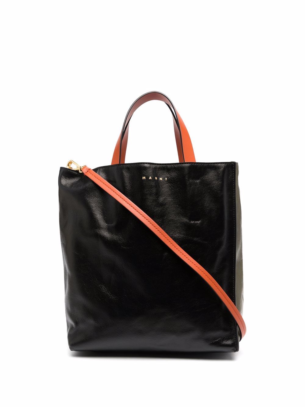 Marni colourblock leather tote bag - Black von Marni